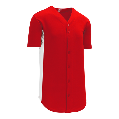 Athletic Knit Full Button Baseball Jersey with Contrast Mesh Inserts (BA1890)